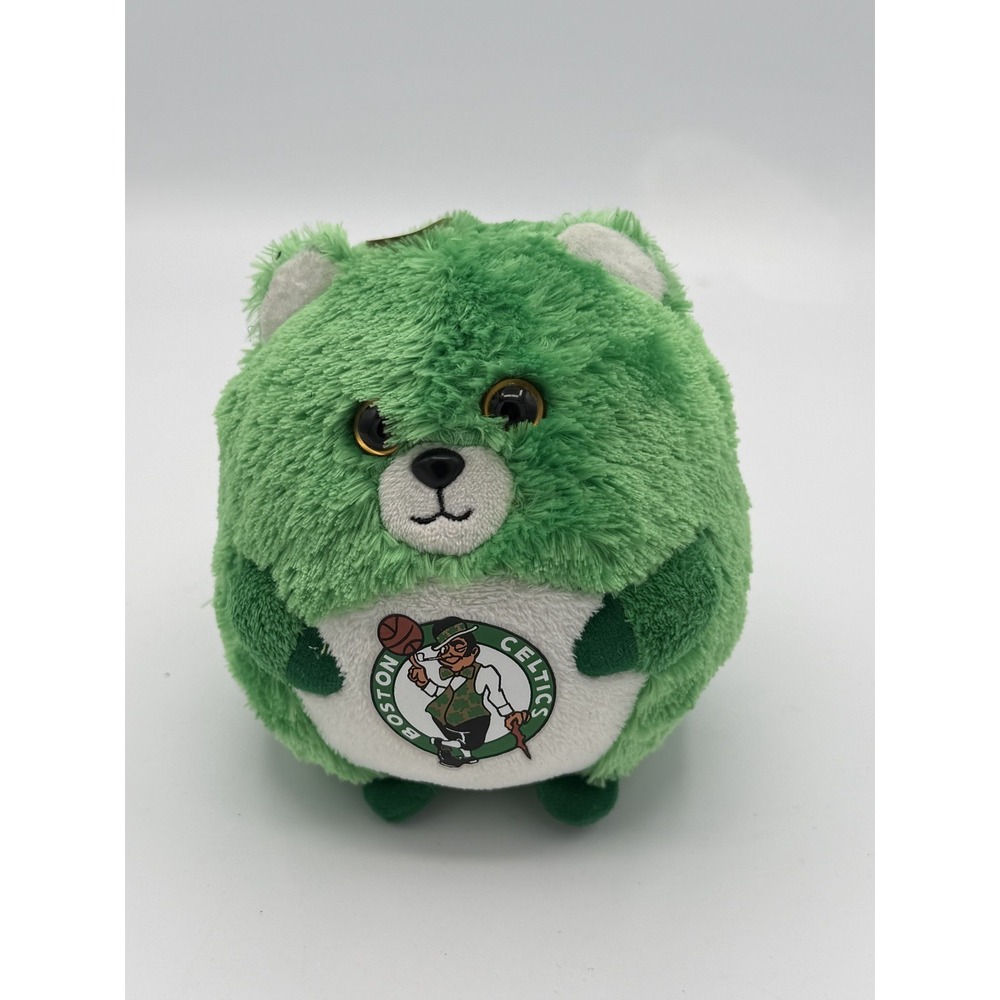 TY Boston Celtics Plush Bear 2012 Green Round Stuffed Animal NBA Basketball